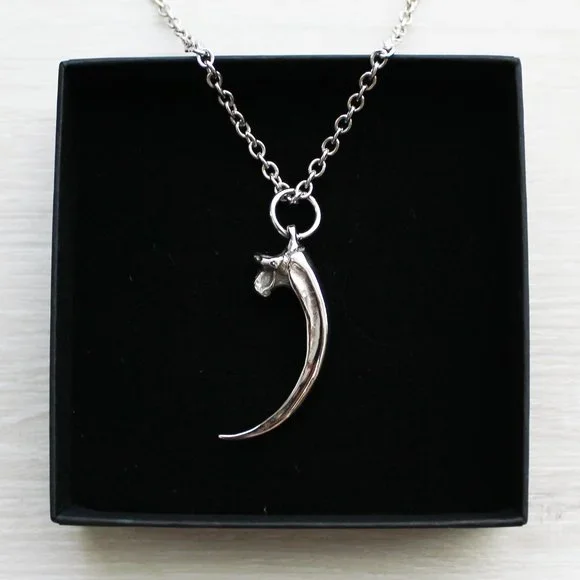 NEW Moon Raven Eagle Talon Claw Solid Stainless Steel Pendant Necklace 32" - Picture 5 of 11